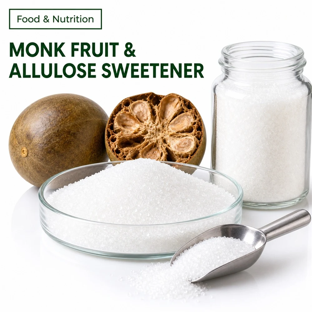 Monk Fruit Sweetener and Allulose Blend for Food Ingredient Sourcing
