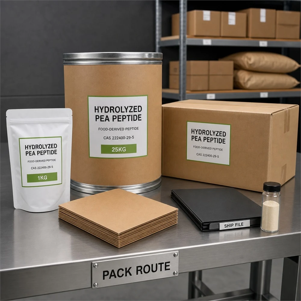 Hydrolyzed Pea Peptide packaging and supply presentation