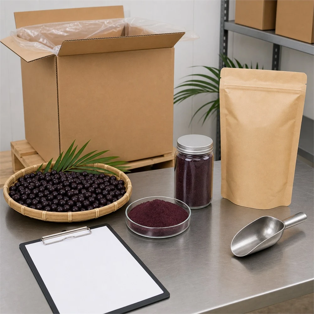 Acai Berry Powder packaging and supply presentation