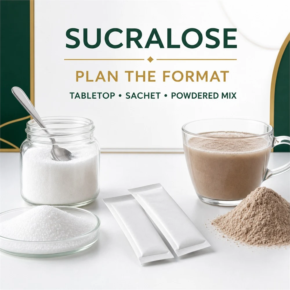 Sucralose packaging and supply presentation
