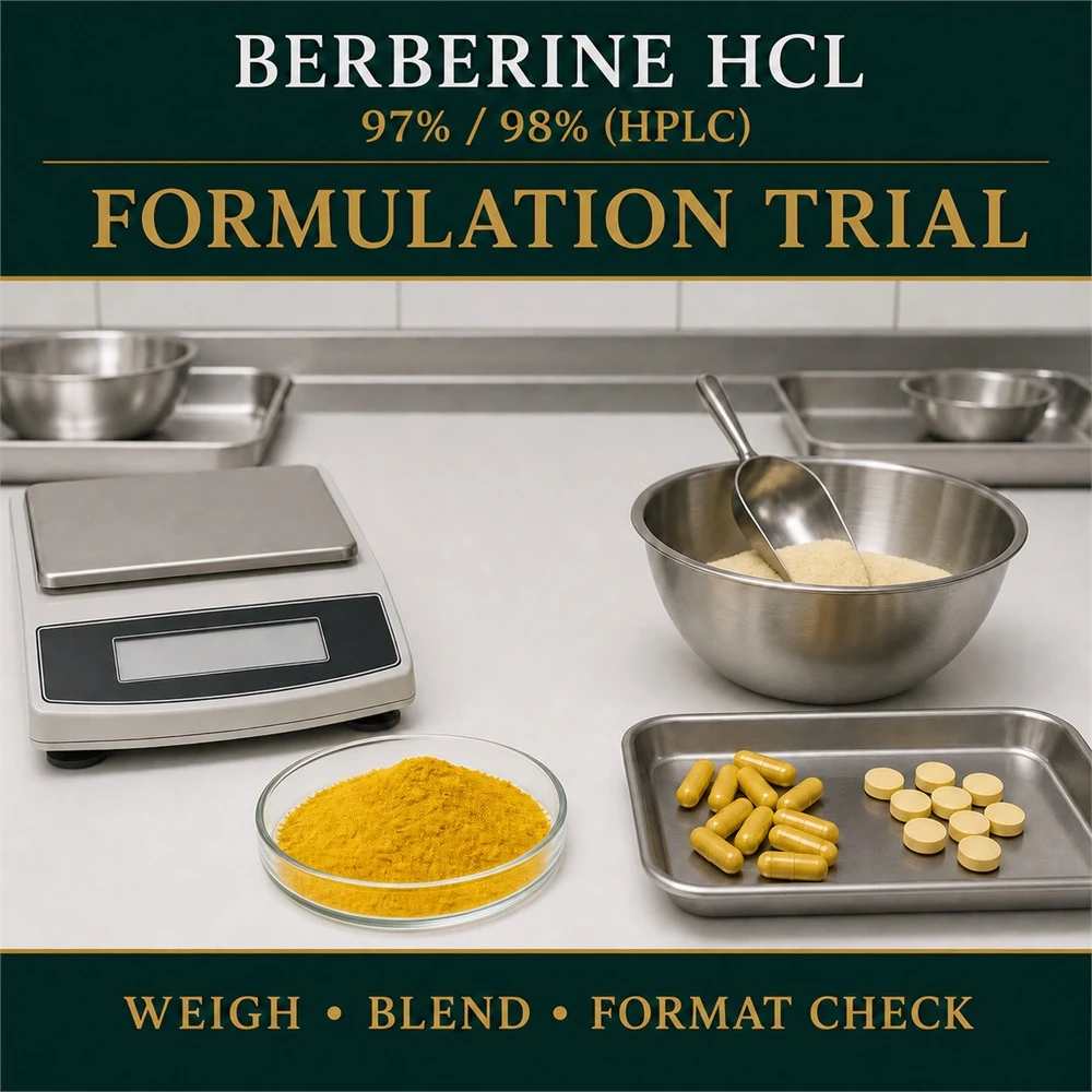 Berberine HCl 97%-98% packaging and supply presentation