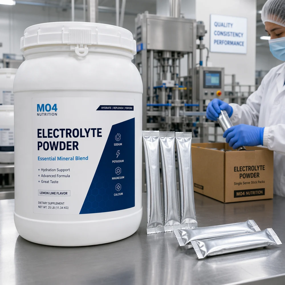 Electrolyte Drink Powder packaging and supply presentation