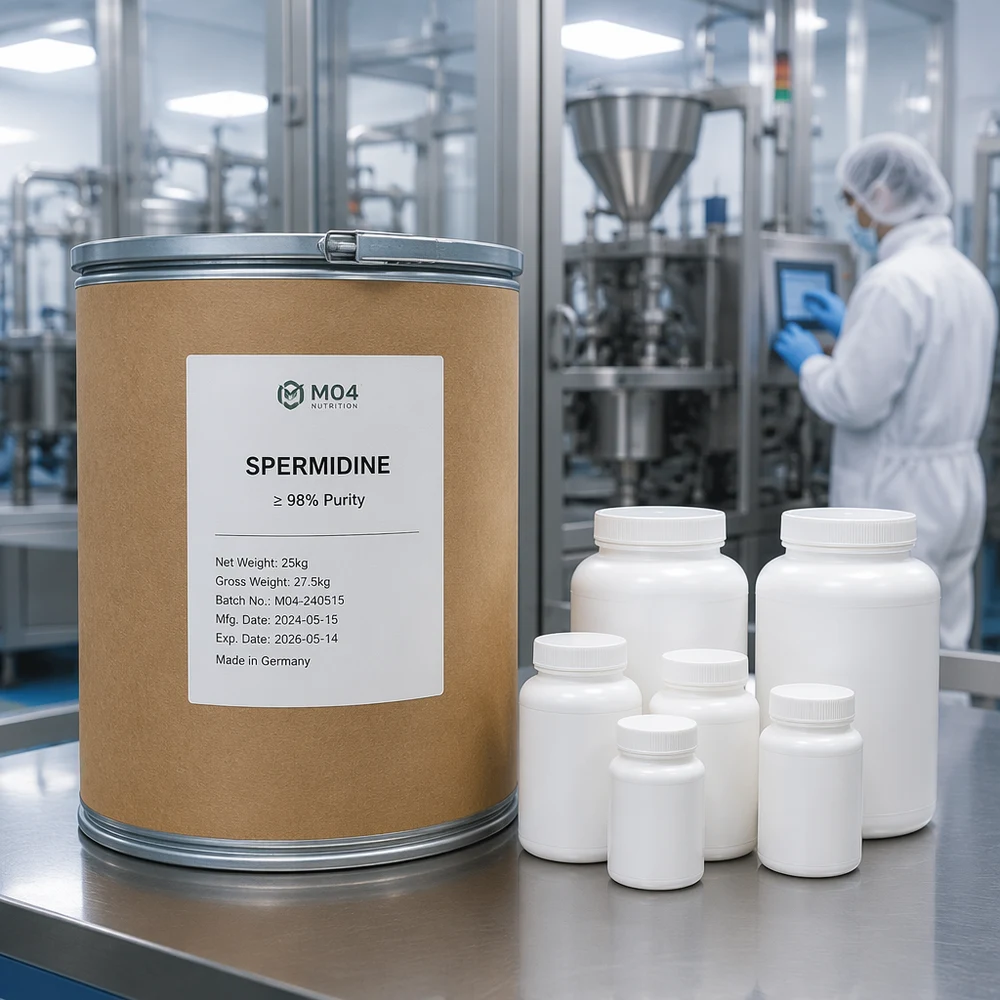 Spermidine packaging and supply presentation