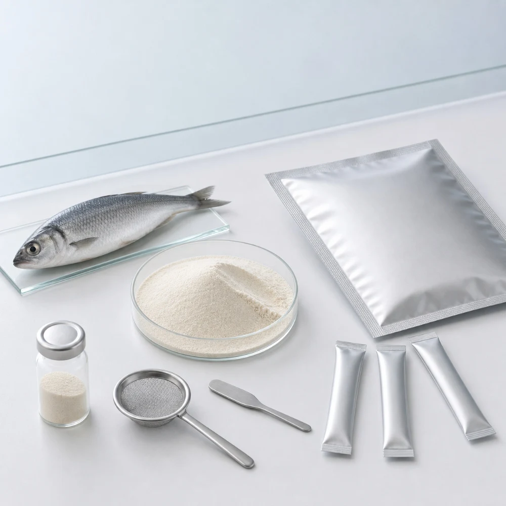 Ultra-Low Molecular Weight Fish Collagen Tripeptide Powder ingredient and specification presentation