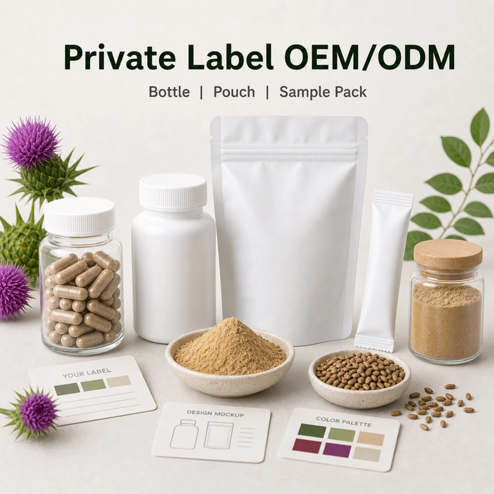 Milk Thistle Extract Standardized to 80% Silymarin for Botanical Sourcing packaging and supply presentation