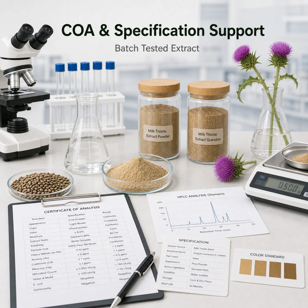 Milk Thistle Extract Standardized to 80% Silymarin for Botanical Sourcing application and project presentation