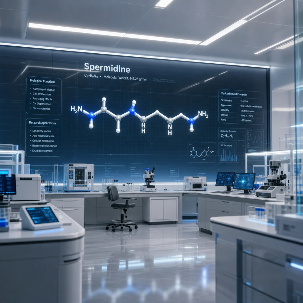 Spermidine Trihydrochloride 98% Fermentation Grade for Nutrition Projects ingredient and specification presentation