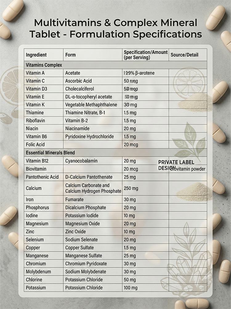 Multivitamins and complex mineral nutritional supplements product detail image 7